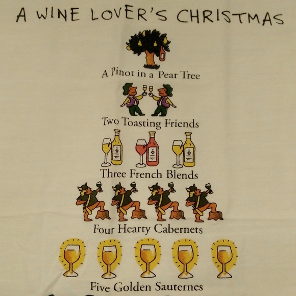 Lot of 2 A Wine Lover's 12 Days of Christmas Dish TOWEL 18" x 26" by David Price - Picture 10 of 13